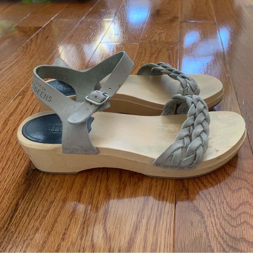 Swedish Hasbeens Tanja Debutant, Grey Nubuck Sandals